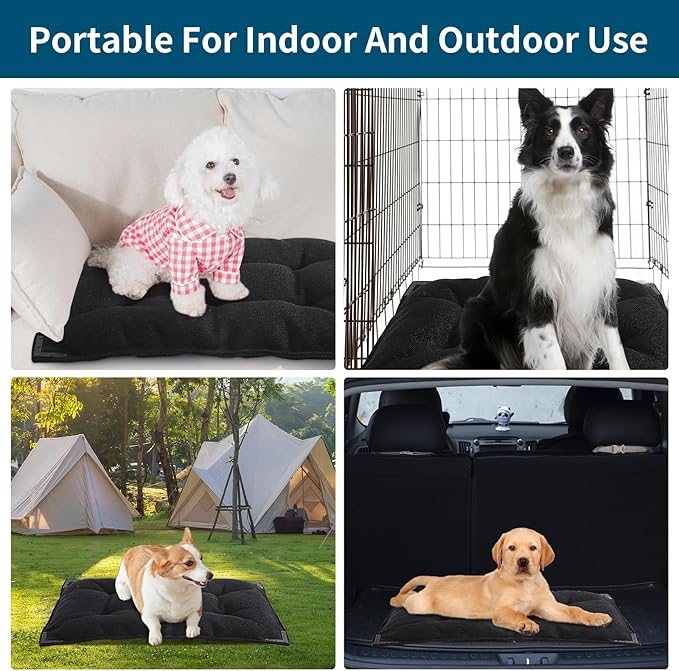 BALAPET Chew Proof Dog Bed with Metal Rivet Corner for Large Dogs, Stable Kennel Pad Mat for Teething Puppy, Durable Indoor Outdoor Crate Pad for Medium Dog Crates, 41"x28"-PawvioPets