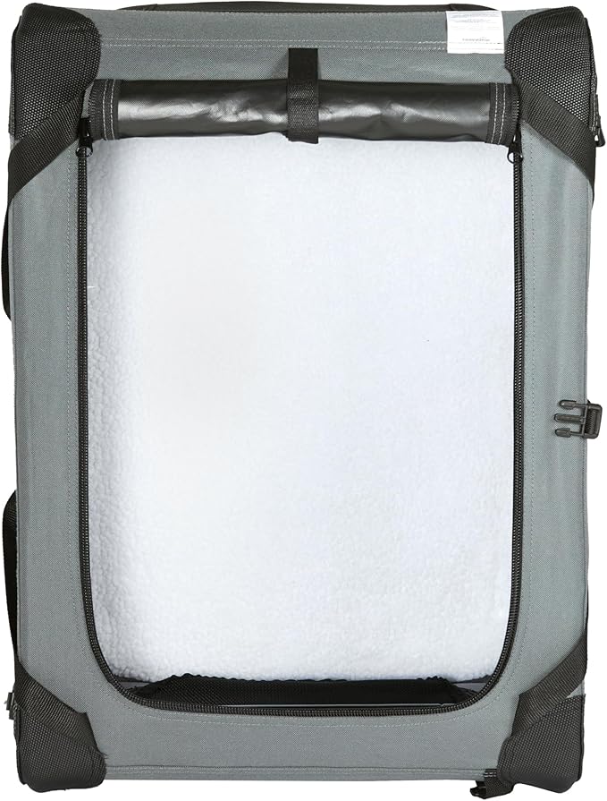 Amazon Basics 4-Doors Portable Soft-Sided Folding Travel Crate Kennel for cat, Dog, and Other Small Animals, Grey, S 26" x 18" x 18"-PawvioPets