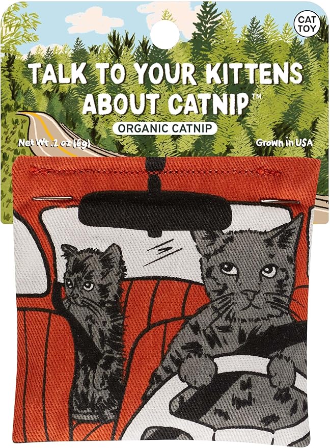 Blue Q Talk to Your Kittens About Catnip - Cat Toy. Premium Organic Catnip Grown in USA, 100% Cotton Pouches, Kitty Graphics Sure to Delight Every Cat-Keeper.-PawvioPets
