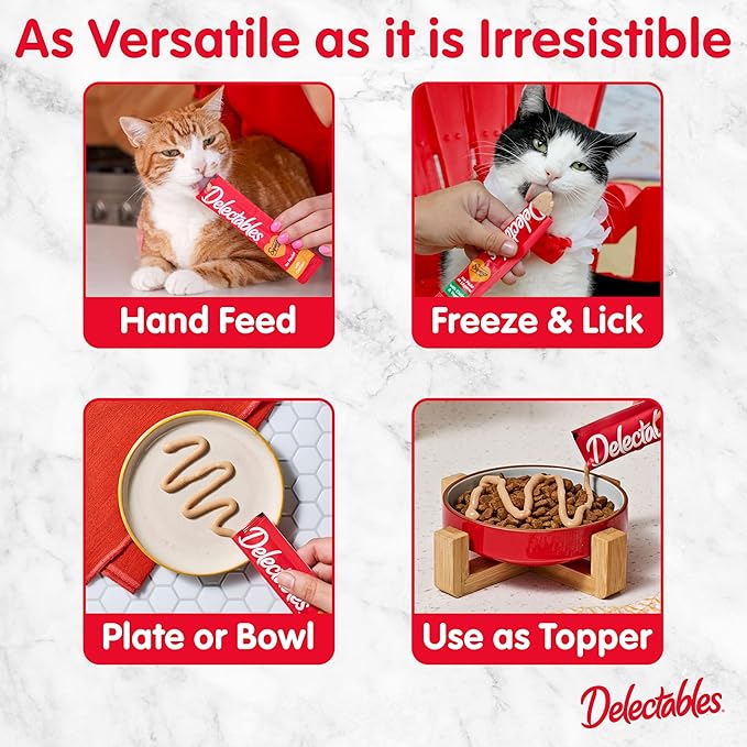 Delectables Squeeze Up Variety Pack, Creamy Squeezable Puree, Lickable Wet Cat Treats, Grain Free, No Added Fillers, No By-Products, No Added Preservatives, 0.5 Ounces Tube, 24 Tubes Total-PawvioPets