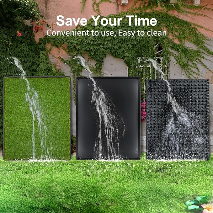 Dog Grass Pad with Tray(40×27.5 inch), Large XL Reusable 3-Layer Dog Pee Potty Grass Pads, Easy to Clean Artificial Fake Grass for Indoor Outdoor and Balcony (2 Pcs Grass Pad+Drainage Grate+Tray)-PawvioPets