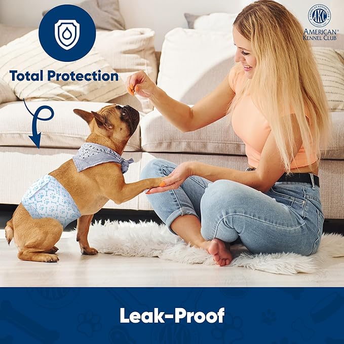 American Kennel Club Male Dog Wrap, Disposable Diapers with Wetness Indicator, Large, 50 Count-PawvioPets