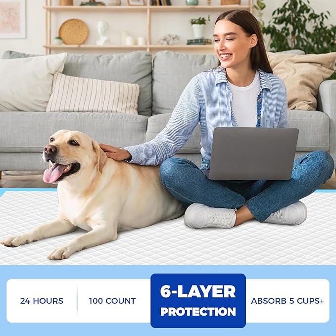 Dog Pee Pads Extra Large 28"x34" - 100 Pack Super Absorbent XLarge Puppy Pads 100 Count Leak-Proof Disposable XL Pet Potty Training Pads for Dogs, Puppies, Doggy-PawvioPets