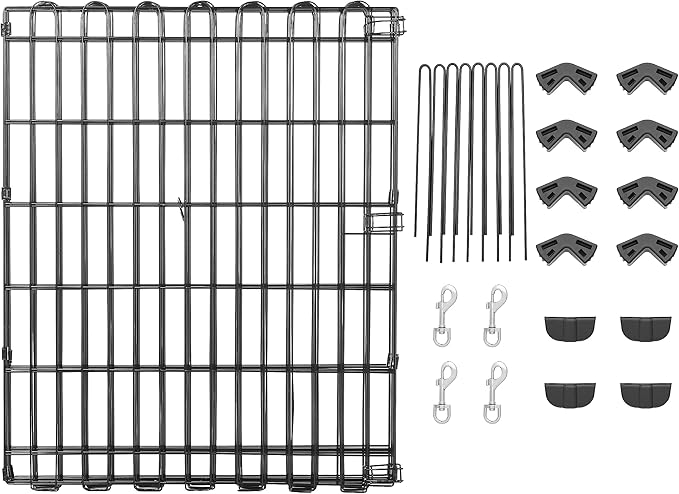 Amazon Basics Foldable Octagonal Metal Exercise Dog Playpen - Indoor/Ou, , Blacktdoor, No Door, Small (8 Panels, 24 x 30), Easy to assemble, store, and customize, 30" - Small, Black-PawvioPets