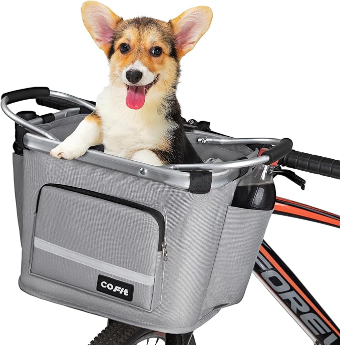 COFIT Detachable Bike Basket, Multi-Purpose Bicycle Handlebar Basket for Pet, Shopping, Commuter, Camping and Outdoor-PawvioPets