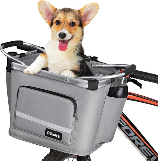 COFIT Detachable Bike Basket, Multi-Purpose Bicycle Handlebar Basket for Pet, Shopping, Commuter, Camping and Outdoor-PawvioPets