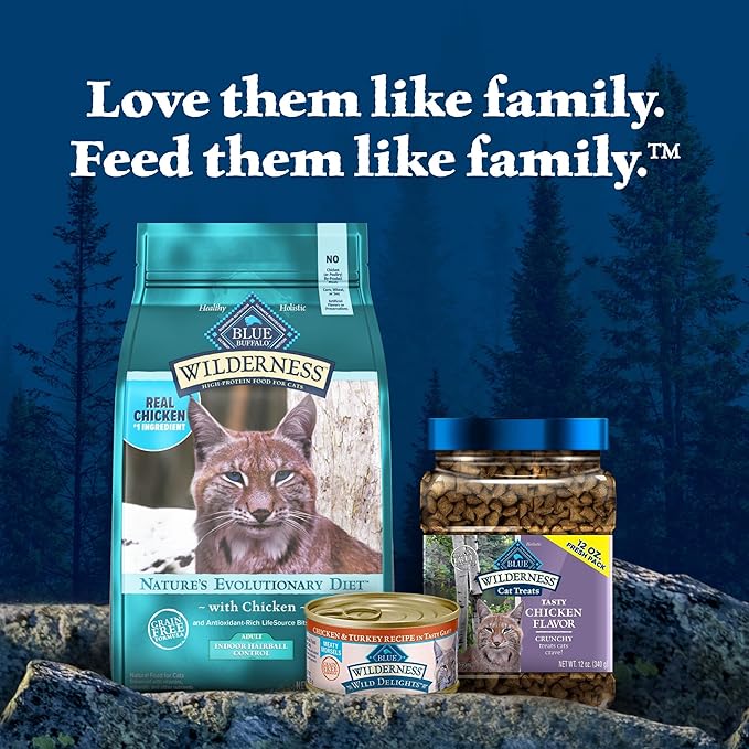Blue Buffalo Wilderness High Protein Indoor Hairball Control Chicken Dry Cat Food for Adult Cats, Grain-Free, 5 lb. Bag-PawvioPets