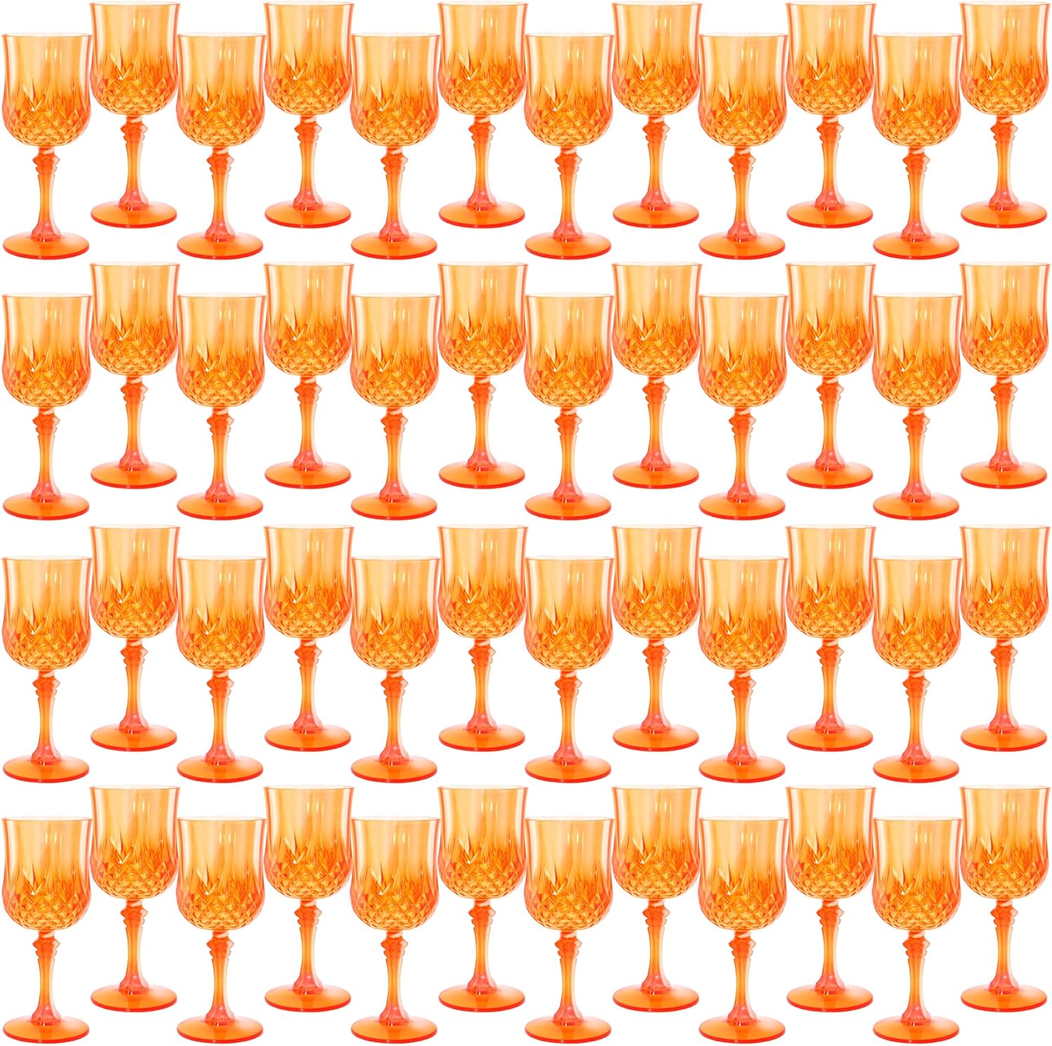 Plastic Wine Glasses，Plastic Goblets Vintage Style Cordial Drinking Glasses for Wedding Reception, Halloween Grand Event Party Supplies (48, Pumpkin orange)