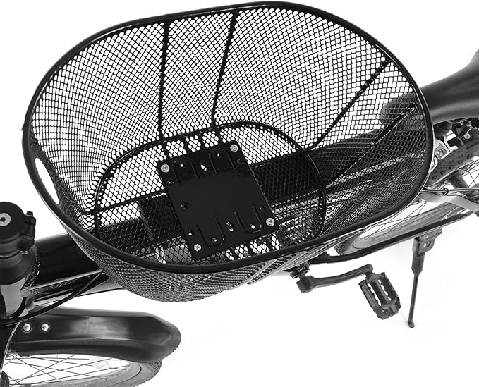 Dog Bike Basket Mountain Bike Shopping Basket Portable Cat and Dog Carrier for Bike Front Crossbar with Sponge Liner ty Strap (Black)-PawvioPets