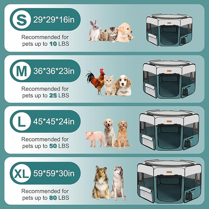 Dog Playpen, Portable Pet Play Pen for Cat, Puppies, Rabbits, Chickens, Foldable Large-Capacity Pet Tent for Indoor/Outdoor Travel Camping (Size XL Without Carry Bag)-PawvioPets