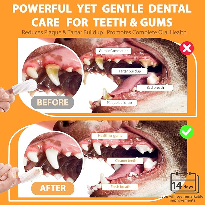 Dog Dental Wipes, Pet Dental Finger Wipes for Dogs & Cats, Dog Teeth Cleaning Wipes, Reduce Plaque & Tartar Buildup, Fresh Breath, Protect Gums, Dog Ear Cleaner Wipes Remove Wax, Coconut Scent, 50Pcs-PawvioPets