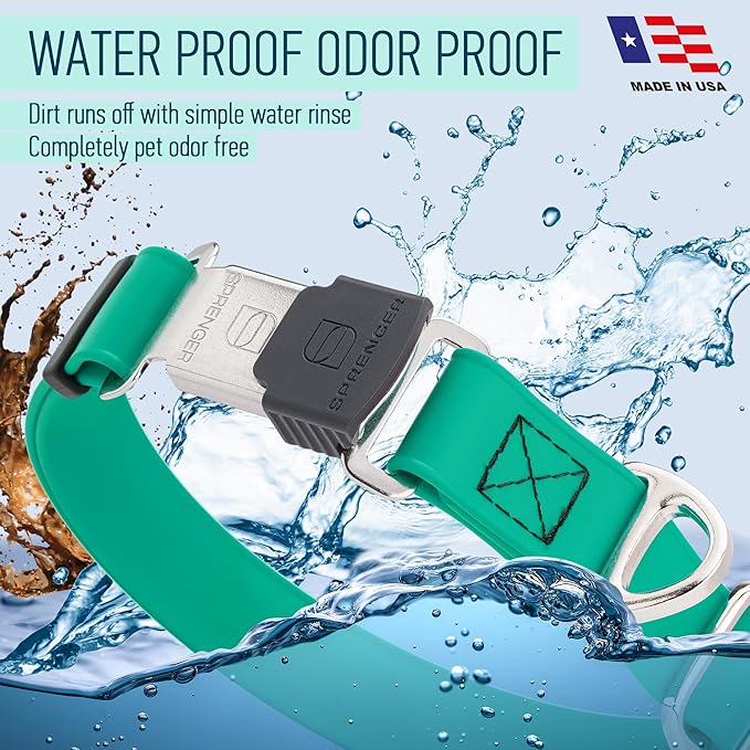 Dogline Biothane Waterproof Dog Collar with Herm Sprenger Stainless Steel Quick Release Buckle – Heavy Duty Tactical Durable Collar for Dogs – Comfortable and Safe Pet Collar, W 1" L 15-25", Teal-PawvioPets