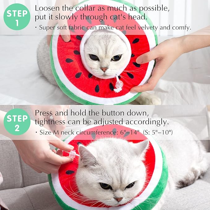 ANWA Adjustable Cat Cone Collar Soft, Cute Cat Donut Collar After Surgery, Kitten Recovery Cones to Stop Licking-PawvioPets