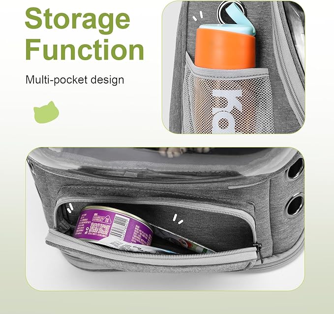 Expandable Cat Backpack,Cat Bubble Backpack Carrier for Carrying Cats, Pets and Small Dogs,Airline-Approved,Designed for Travel, Hiking, Walking,Car （Grey-PawvioPets