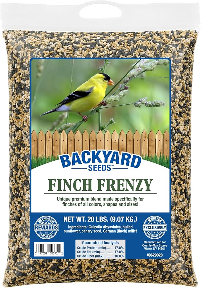 Backyard Seeds Finch Frenzy Wild Bird Seed Mix - for Small Songbirds - Attracts Goldfinches, House Finches, Purple Finches & More (20 Pounds)-PawvioPets