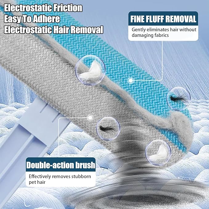 Cat Hair Remover 4-in-1 Multi-Functional Pet Hair Remover Brush,17.7Inch, Reusable Washable Lint Cleaner for Dog and Cat Hair, Gentle on Furniture, Sofas, Pet Beds, Bedding, Carpets, Clothing-PawvioPets