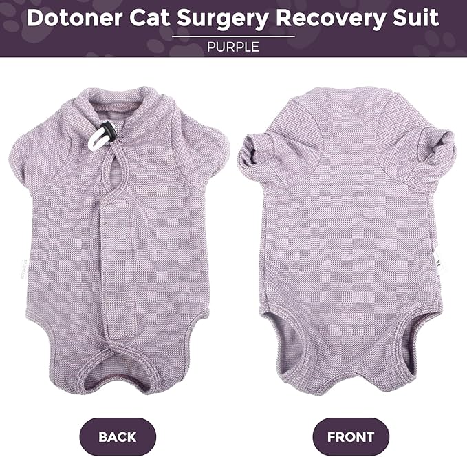 Dotoner Cat Surgery Recovery Suit for Female Male Anti-Licking Pet Surgical Pajamas Long Sleeve Prevent Shedding Cat Spay Recovery Suit&E Collar Alternative Bodysuit for Cats-PawvioPets