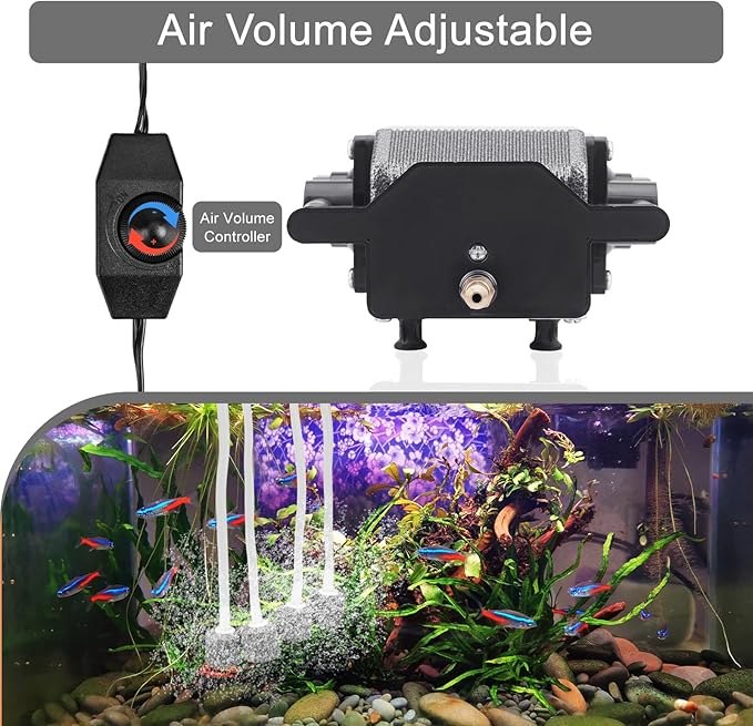 AquaMiracle 6/8/16W Quiet Fish Tank Air Pump 200/317/475GPH High Pressure Aquarium Air Pump Commercial Air Pump Pond Aerator Bubbler Hydroponics Air Pump-PawvioPets