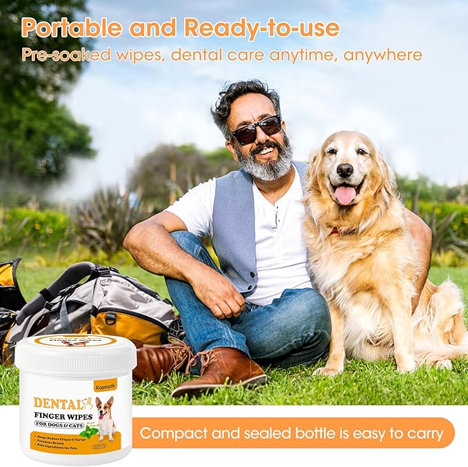 Dog Teeth Cleaning Wipes, Wider Dog Dental Wipes for Teeth, Reduce Plaque & Tartar, Freshen Breath,Safe& Natural Pet Dental Finger Wipes for Dogs Cat, Dog Tooth Wipes Finger,50 Ct, Mint Flavor-PawvioPets