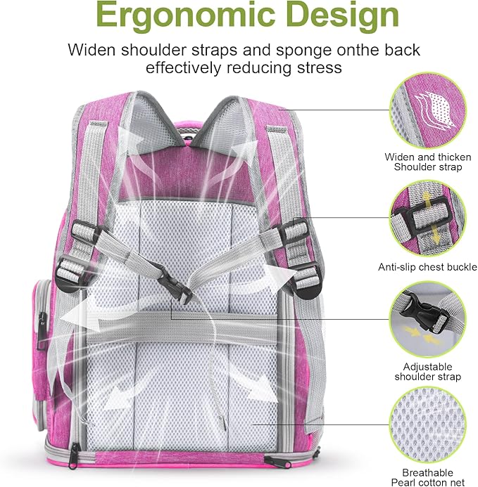 Expandable Cat Backpack,Cat Bubble Backpack Carrier for Carrying Cats, Pets and Small Dogs,Airline-Approved,Designed for Travel, Hiking, Walking,Car （Pink-PawvioPets
