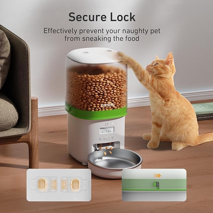 Automatic Cat Feeder - 4L Timed Auto Pet Feeder for Cat and Dog with Dry Food Dispenser, 180-day Battery Life, 1-6 Meals Per Day, 1-16 Portion, Desiccant Bag Keeps Food Fresh-PawvioPets
