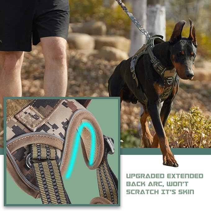 BUMBIN Tactical Dog Harness for Large Dogs No Pull, Famous TIK Tok No Pull Dog Harness, Fit Smart Reflective Pet Walking Harness for Training, Adjustable Dog Vest Harness with Handle Desert Camo L-PawvioPets