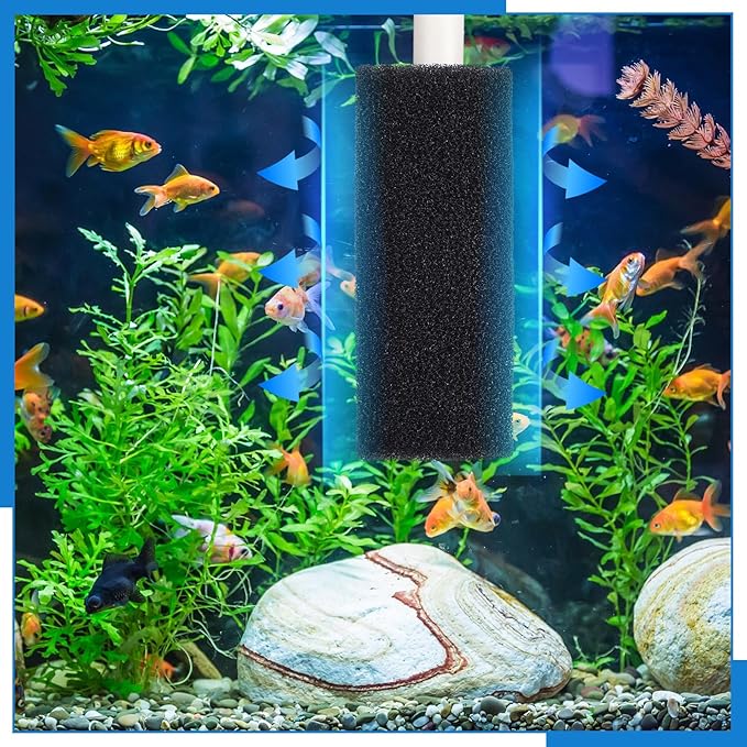 12 Pack 5.9'' Big Pre-Filter Sponge Foam Replacement Filtration Kit for Aquarium, 0.8" Intake Shrimp Fry Fish Tank Filter, Replacement Foam Cover-PawvioPets