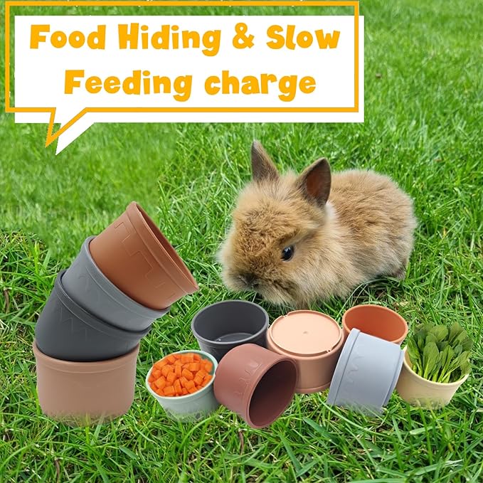 8 Pcs Stacking Cups for Small Animal Toys,Nesting Rabbit Toys of Different Sizes,Safe Plastic Colorful Nesting Toys for Bunny Guinea Pig Hiding Food and Playing-PawvioPets