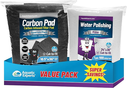 Aquarium Carbon Pad - Cut to Fit Carbon Infused Filter Pad Media for Crystal Clear Fish Tank and Ponds (10.5 Inch Width, Aquarium Bundle)-PawvioPets