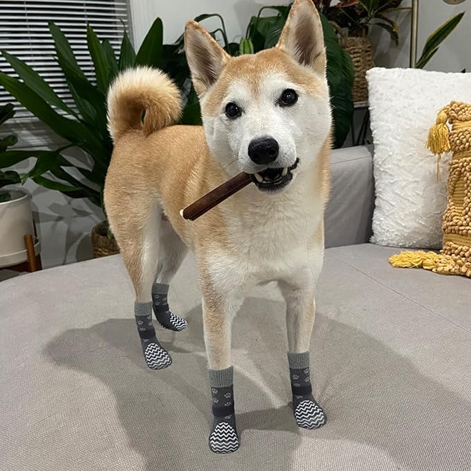 EXPAWLORER Anti Slip Dog Socks to Prevent Licking Paws, Dog Shoes for Hot Pavement, Dog Booties for Small Medium Large Senior Dogs, Traction Control Dog Boots & Paw Protectors for Hardwood Floors-PawvioPets