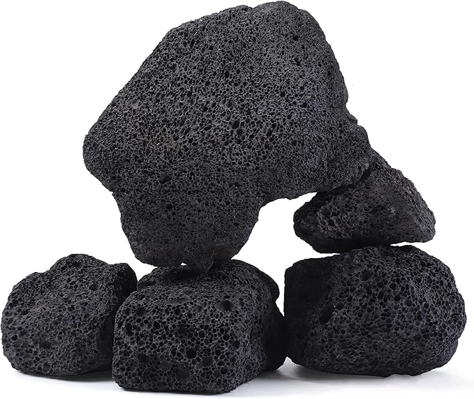 2-8 Inches Large Natural Black Lava Rock 5 PCS Aquarium Rocks for Aquascaping, Aquarium Landscaping, Terrariums, Fish Tank Decoration, Vivariums, Paludarium, Reptile and Amphibian Enclosures-PawvioPets