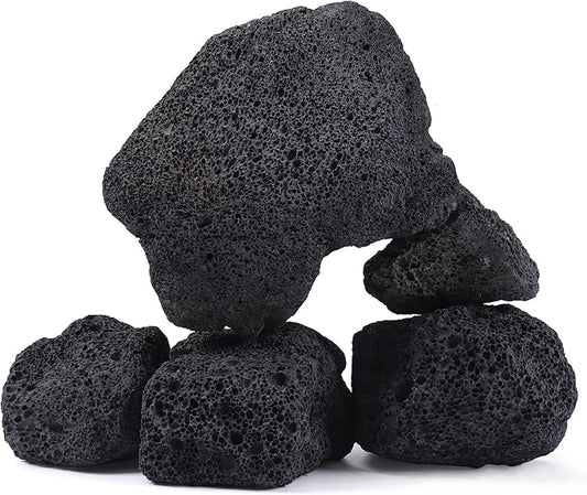 2-8 Inches Large Natural Black Lava Rock 5 PCS Aquarium Rocks for Aquascaping, Aquarium Landscaping, Terrariums, Fish Tank Decoration, Vivariums, Paludarium, Reptile and Amphibian Enclosures-PawvioPets