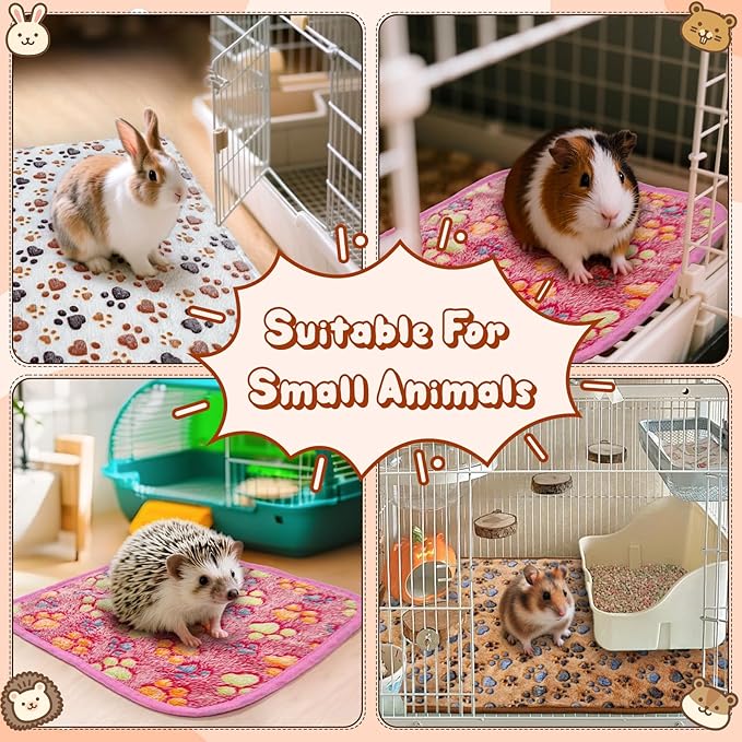 3 Pcs Washable Guinea Pig Blankets Absorbent Small Animal Fleece Bedding Cage Liners Reusable Pet Pee Pad Sleep Mat Pad Cover for Hamster Ferret Rabbit Chinchilla Hedgehog (Multi, Muitisize)-PawvioPets