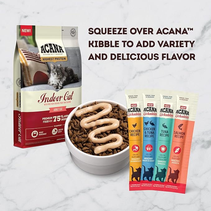 ACANA Lickables Cat Treats Variety Pack: .5oz Tubes (8 Count, 2 of Each)-PawvioPets