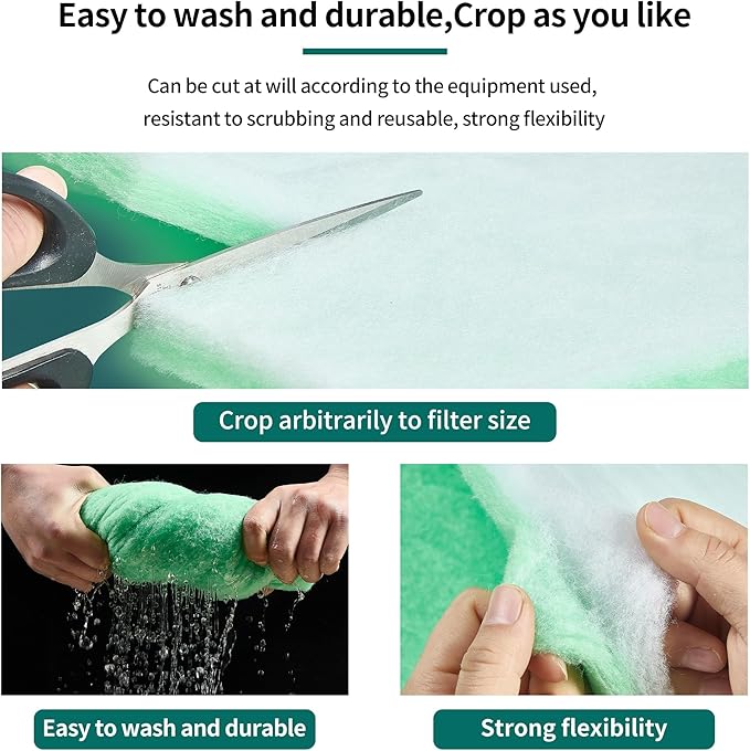 Aquarium Filter Sponge Fish Tank Pond Filter Media Filters Pad for Fish Tank,Filter Freshwater, Saltwater Aquariums, Reusable Fish Pond Filter Material, 0.27" Thick, Green-PawvioPets