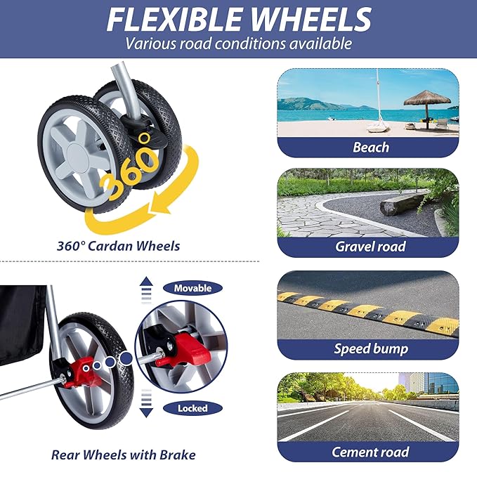 4 Wheels Pet Stroller for Small Medium Dogs Cats 10-33 lbs, Foldable Dog and Cat Stroller with Cup Holder & Storage Basket & Breathable Mesh, Pet Strolling Cart for All-Season, Navy Blue-PawvioPets