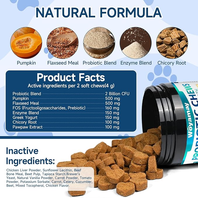 Dog Probiotic for Dogs, 200 Soft Treats Dog Probiotics for Digestive Health & Immune System, Probiotic Chews for Dogs, Support Gut Health|Itchy Skin|Diarrhea|Gas Relief Treatment-PawvioPets