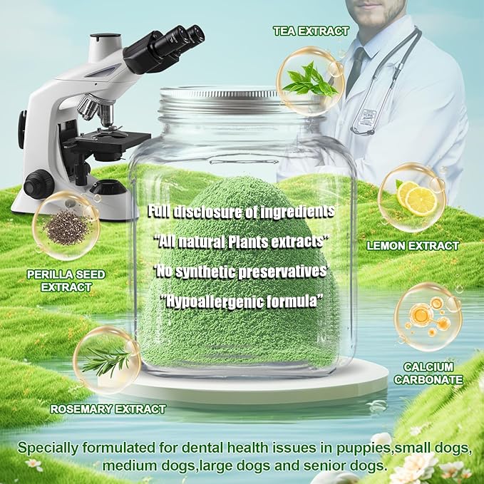 Dog Dental Powder,Dog Teeth Cleaning Powder,Dog Dental Cat Dental Care,Cat and Dog Teeth Cleaning,Canine Plaque Remover Helps Reduce Bad Breath,Improve Pet's Oral Cavity and Freshen Breath（80G）-PawvioPets