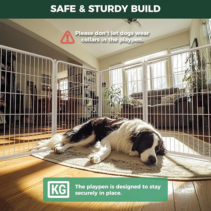 FXW Homeplus Unleashed Indoor Dog Playpen - Stress-Free and Safe Play, Heavy Duty 40 Inch 6 Wire Panels Dog Pen for Medium and Large Dogs, White│Patented-PawvioPets