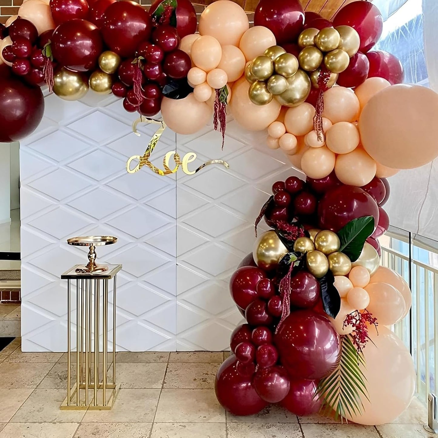 90pack Burgundy Balloons Different Size 18/12/10/5 Inch Maroon Balloon Garland Arch Kit for Graduation, Thanksgiving Day, Autumn Fall Theme Party, Wedding, Birthday Decorations