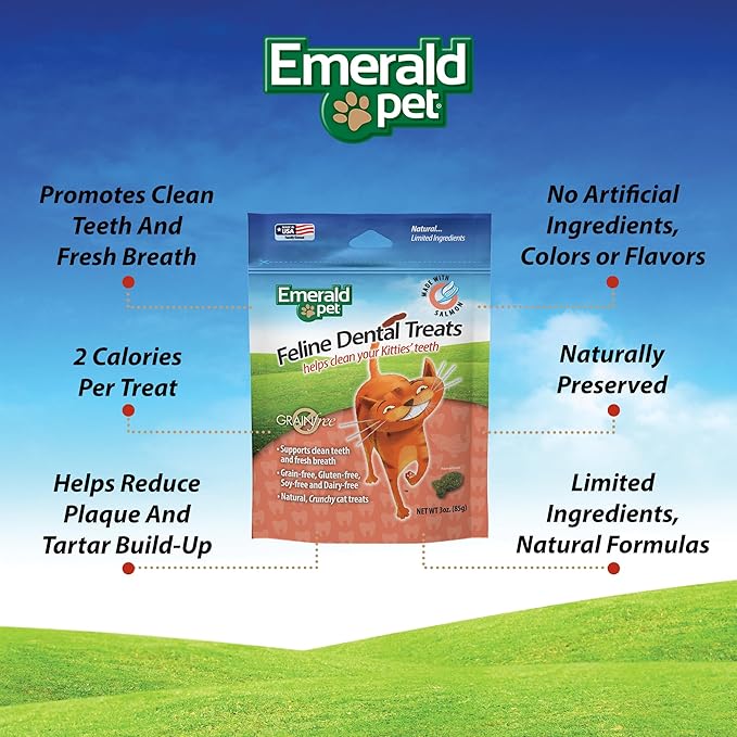 Feline Dental Treats — Tasty and Crunchy Cat Dental Treats Grain Free — Natural Dental Treats to Clean Cat Teeth, Freshen Cat Breath, and Reduce Plaque and Tartar Buildup — Salmon Treats, 3 oz-PawvioPets