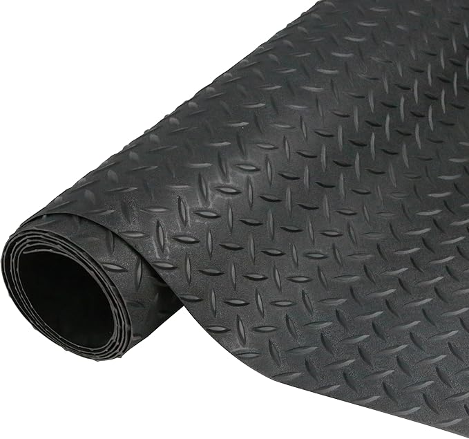 7.5 x 17 FT Garage Floor Mat,2.5 mm Thickness Diamond PVC Garage Flooring Roll, Anti-Slip Shop Floor & Parking mats for Workshop,Gym,Golf Cart Parking or Trailers-PawvioPets