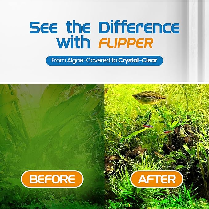FL!PPER Flipper Platinum Aquarium Algae Scraper | Glass & Acrylic Tank Cleaner with Serrated Blade for Efficient Aquarium Maintenance (28” Rigid Shaft)-PawvioPets