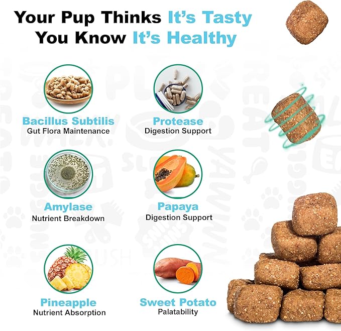 Doggie Dailies Puppy Probiotic, Probiotics for Puppies with Digestive Enzymes, Promotes Digestive Health, Supports Immune System & Overall Development (Pumpkin) 120 Soft Chews-PawvioPets