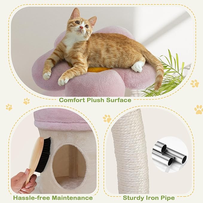 COZIWOW Aesthetic Cat Tree for Large Cats, 57'' Tall Modern Cat Tree Tower Scratching Post with Large Condo, Cat Bed, Side Perch, Luxury Cat Gifts-PawvioPets