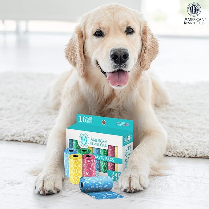 AKC Dog Poop Bags - Leak Proof Pet Waste Bags - 16 Refill Rolls - Lavender Scent - 240 Count (Toy Print)-PawvioPets