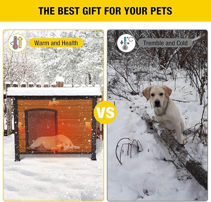 Aivituvin Outdoor Dog House with Insulated Liner Waterproof Dog Kennel for Winter Cat House for Small & Medium & Large Dogs,Cats,Unique All-Around Iron Frame-PawvioPets