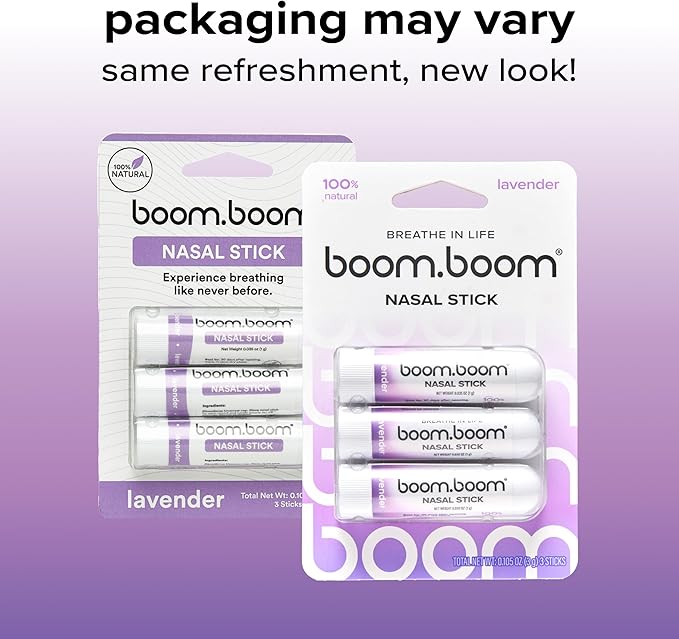 BoomBoom Nasal Stick | Vapor Flow Technology | Cool Refreshing Sensation | Natural Mood Boost | Simple Ingredients | Essential Oils + Menthol Inhaler (Lavender)-PawvioPets