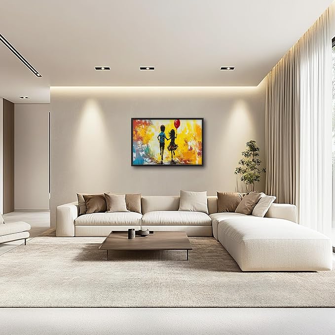 Framed Large Banksy Wall Art for Living Room, Oversized Colorful Graffiti Children Wall Decor, Peaceful Canvas Painting Pictures Modern Artwork Home Decoration for Living Room Bedroom 36"x24"-PawvioPets