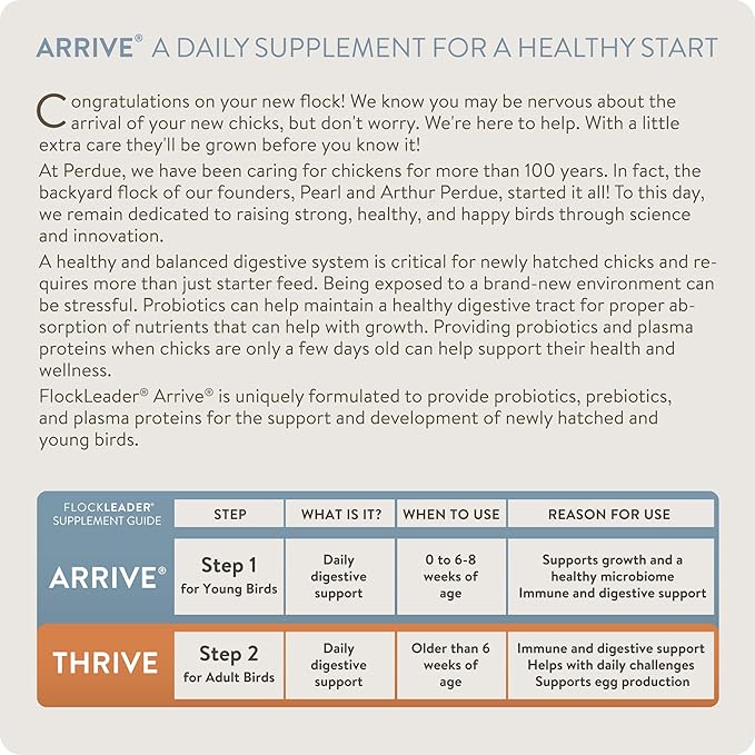 Arrive, Daily Probiotic & Prebiotic Poultry Supplement for Young Chickens 0-8 Weeks Old, 8 oz-PawvioPets